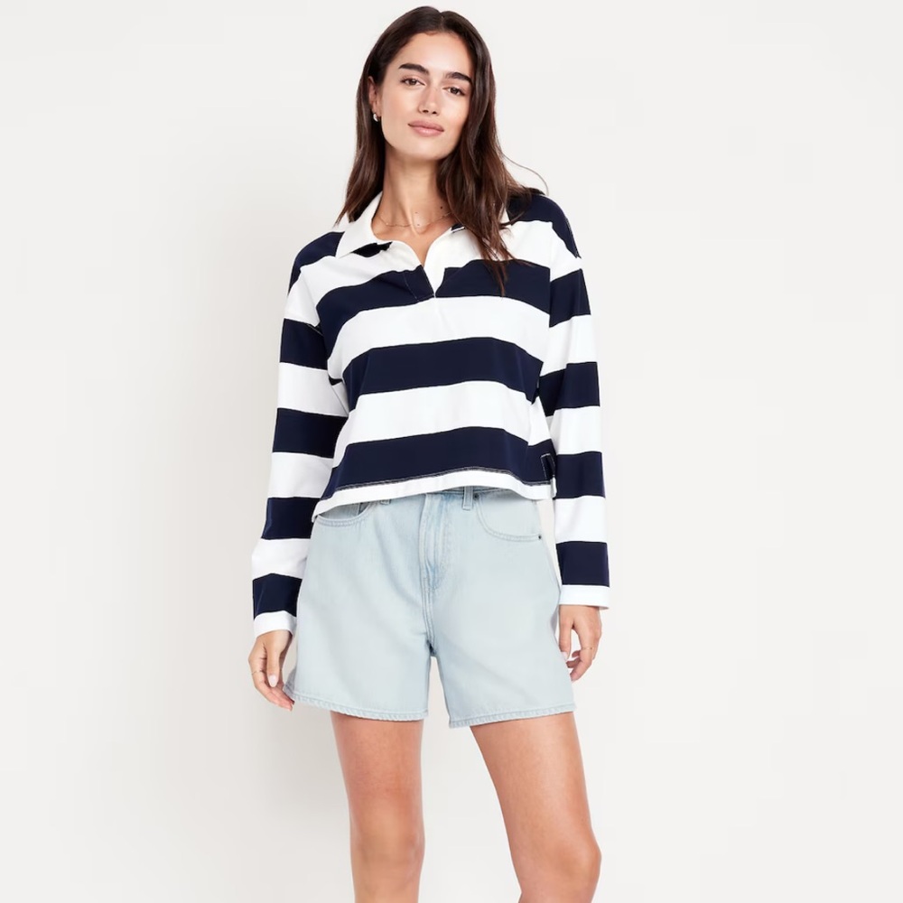 High-Waisted Baggy Jean Shorts -- 5-inch inseam